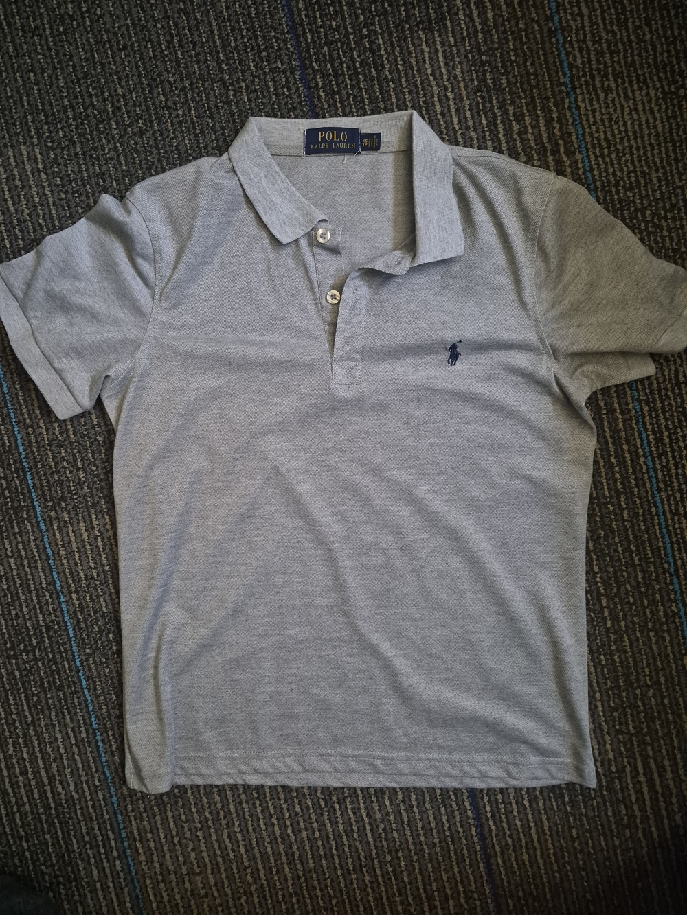 Polo by Ralph Lauren Light Gray Short Sleeve Polo with Navy Logo